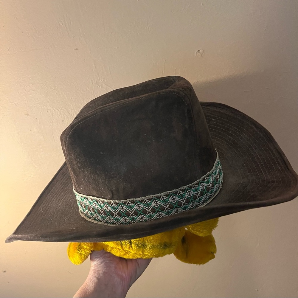 Brown Western Hat with Green Accents - Picture 4 of 11